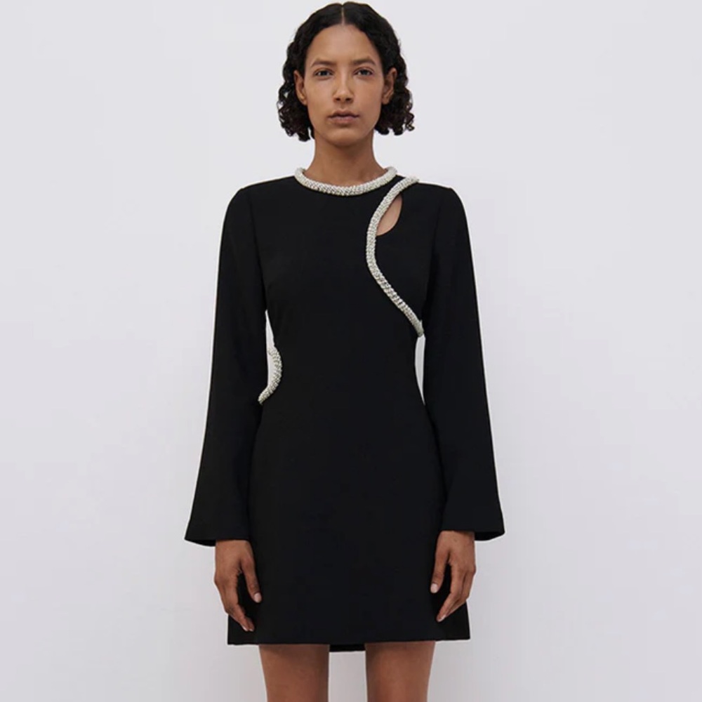 Jonathan Simkhai mini dress Diamante embroidery mini dress with cutouts.